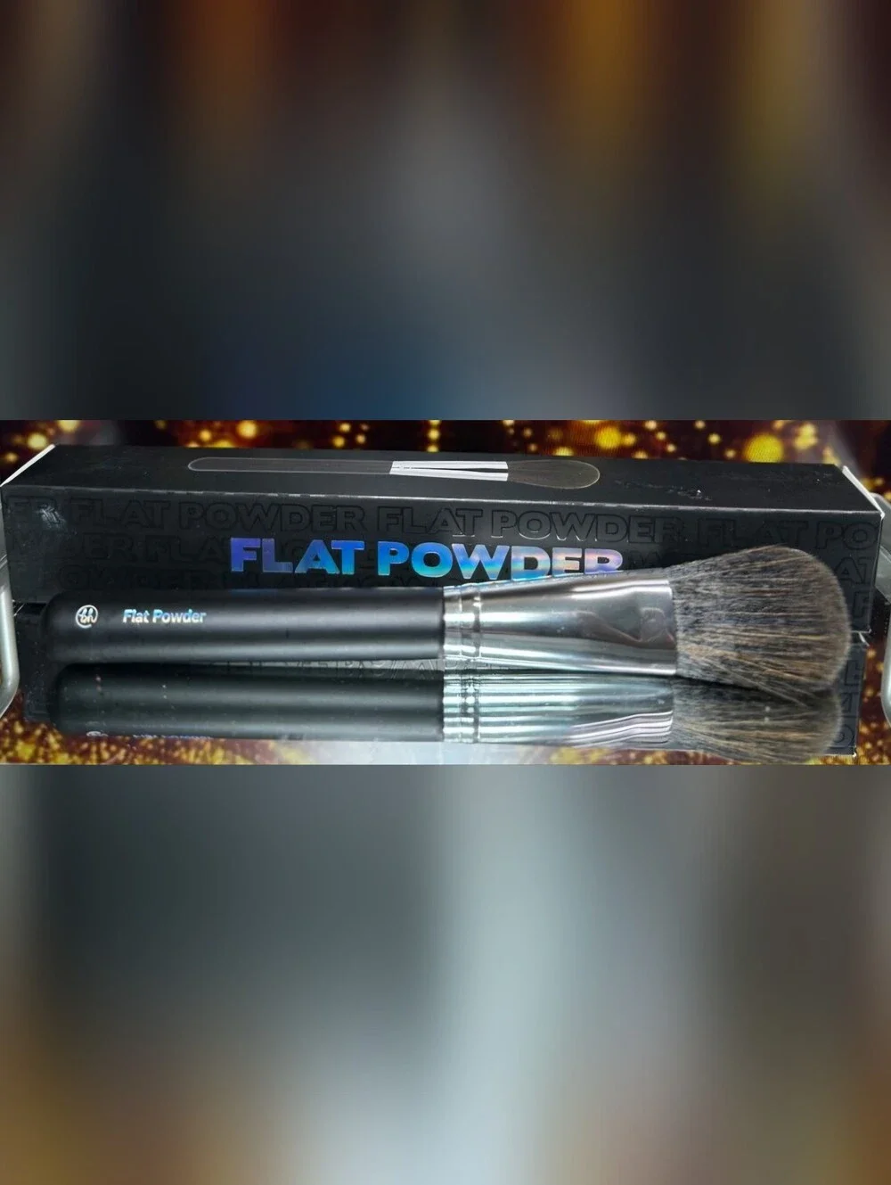 Bh Cosmetics'FLAT POWDER' Cosmetics Brush - Black & Silver NIB